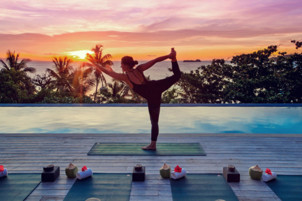Kokomo Private Island Resort Fiji yoga at sunset